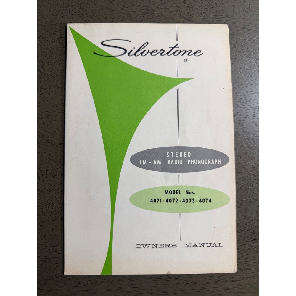 Vintage Silvertone Stereo Radio Phonograph Manual Models 4071 4072 4073 4074‎